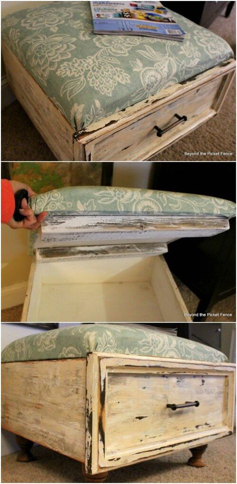 Drawer Ottoman Drawers Repurposed, Muebles Shabby Chic, Old Drawers, Diy Drawers, Diy Holz, Repurposed Items, Old Dressers, Design Industrial, Refurbished Furniture