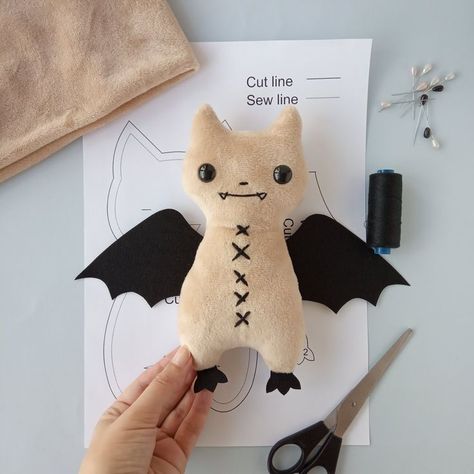 Plush Bat Sewing Pattern for Halloween Decor and Beyond Bat Plush Pattern, Bat Sewing Pattern, Bat Sewing, Bat Plush, Diy Plush Toys, Halloween Decor Diy, Halloween Sewing, Sewing Machine Projects, Cute Sewing Projects