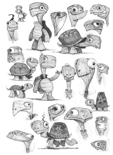 Turtle Sketch, Animal Caricature, Sketches Doodles, Cartoon Turtle, Turtle Drawing, Character Design Sketches, Cartoon Sketches, 캐릭터 드로잉, Animal Sketches