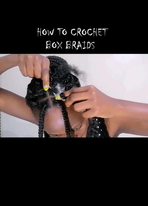 Easy tutorial on how to do box braids How To Do Single Crochet Braids, How To Install Crochet Braids, How To Do Crochet Braids, Crochet Braid Pattern For Box Braids, Short Natural Hair Black Women, Crotchet Box Braids, Black Women Crochet, Individual Crochet Braids, Crochet Box Braids Hairstyles