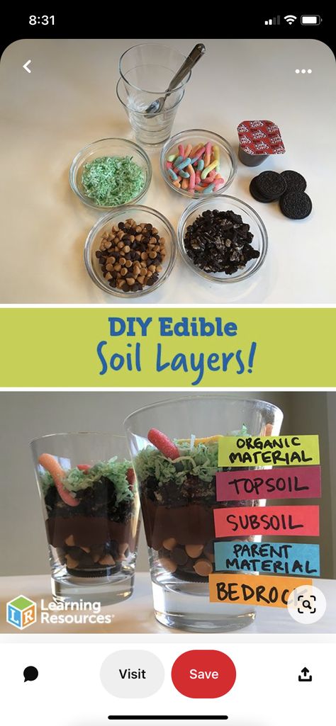 Edible Soil Layers, Edible Soil, Layers Of The Earth, Earth Science Activities, Diy Edible, Earth Day Activities, Science Activities For Kids, Soil Layers, Preschool Science