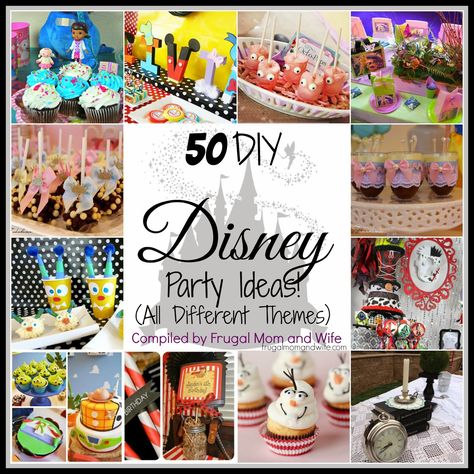 Frugal Mom and Wife: 50 DIY Disney Party Ideas! (All Different Themes) Disney Themed First Birthday Party, Adult Disney Party, Diy Princess Party, Disney Party Ideas, Disney Princess Theme Party, Disney Decorations, Disney Decor Diy, Disney Party Decorations, Disney Parties