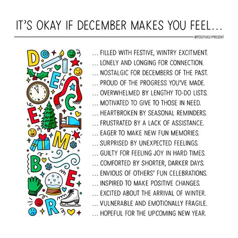 December might bring up a lot of emotions, and I’m here to remind you that it’s okay to feel what you feel! Let Yourself Feel, Holidays 2023, Uplifting Affirmations, 1m Followers, Good And Bad, December 11, Mind And Soul, Hard Times, Spring 2024