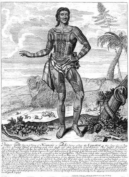 Prince Giolo, the ‘painted prince’, was brought to England from the island of Miangas by William Dampier in 1691. Hometown Tattoo, Philippines Tattoo, Tattoo Museum, 42 Tattoo, Filipino Tattoos, History Tattoos, Filipino Art, Mahal Kita, Marquesan Tattoos