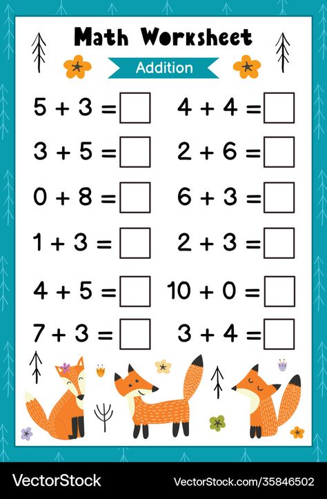 Math For Kids Worksheets, Maths Worksheets For Kids, Additional Worksheet, Basic Math Worksheets, Math Worksheets For Kids, Kindergarten Math Addition, Worksheet Math, Kindergarten Math Worksheets Addition, Addition Worksheet