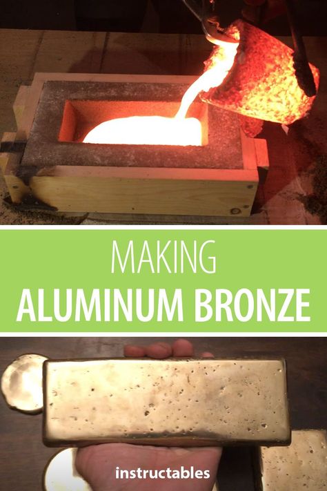 Make aluminum bronze bars by melting copper and aluminum.  #metalworking #workshop #casting #alloying Melting Copper, Metal Foundry, Diy Forge, Copper Casting, Casting Metal, Casting Aluminum, Melting Metal, Blacksmith Projects, Aluminum Cans