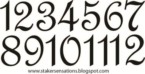 Clock Numbers Font, 45 Tattoo Number, Clock Numbers Printable, Fancy Numbers Fonts, Fancy Fonts Alphabet, Fancy Numbers, Number Tattoo Fonts, Tattoo Lettering Design, Number Fonts