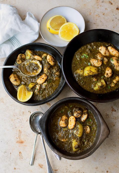 Yotam Ottolenghi's Bkeila, Potato, and Butter Bean Stew - The Happy Foodie Butter Bean Recipes, Butter Bean Stew, Yotam Ottolenghi Recipes, Butter Beans Recipe, Ottolenghi Recipes, Yotam Ottolenghi, Bean Stew, Midweek Meals, Butter Beans