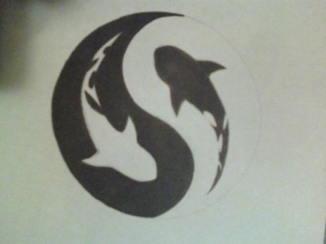 Tattoo based on a sea horse and a dragon! Yin Yang Koi, Yin Yang Designs, Yin Yang Tattoos, Shark Tattoo, Shark Tattoos, Symbol Tattoos, Foot Tattoo, Tattoo Work, Skin Art