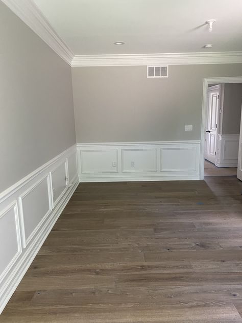 Wainscoting Living Room, How To Start Painting, Dining Room Wainscoting, Living Room Decor Neutral, Grey Floor Tiles, House Wall Design, Stairs In Living Room, Painting Walls, Living Room Decor Gray