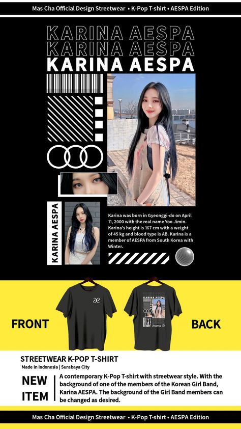 K-Pop T-shirt, KARINA AESPA T-SHIRT, illustration, typography, denim, apparel, design, vintage, authentic, tee, vector, print, sign, t shirt, fashion, graphic, clothing, urban, college, shirt, varsity, sport, art, background, symbol, athletic, style, retro, wear, clothes, logo, emblem, banner, texture, text, label, grunge, new, abstract, slogan, badge, font, jersey, stamp, premium, modern, artwork, textile, poster, element Distro Clothing Design, Streetwear Typography, Font Jersey, Kpop Streetwear, Text Label, Clothes Logo, Magazine Cover Ideas, T Shirt Illustration, Streetwear Tshirt Design