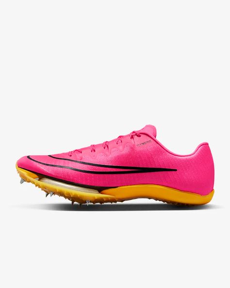 Nike Air Zoom Maxfly Track & Field Sprinting Spikes. Nike.com Sprint Spikes Track Field, Nike Track Spikes, Nike Air Zoom Maxfly Spikes, Nike Spikes Track, Pink Track Spikes, Nike Spikes, Track Szn, Nike Track Shoes, Sprint Shoes