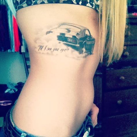 Mustang Car Tattoo For Women, Car Memorial Tattoo, Small Car Tattoos For Women, Racing Tattoos For Women, Camaro Tattoo, Car Tattoos For Women, Burnout Tattoo, Car Lover Tattoo, Chevy Tattoo