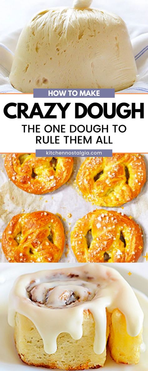 With Crazy Dough, you only need to make one dough and then you can use it for anything your heart desires. Pizza, focaccia, dinner rolls, pretzels , crescent rolls etc - Crazy Dough is up for anything. Plus, it freezes well so you can always have some on hand when a baking craving strikes. Savory Dough Recipes, Things To Make With Pizza Crust Dough, How To Make Crescent Roll Dough, Crazy Dough Recipes, Crazy Bread Recipe Homemade, Quick Dough, 3 Ingredient Dough, Premade Pizza Dough Ideas, Ideas For Pizza Dough