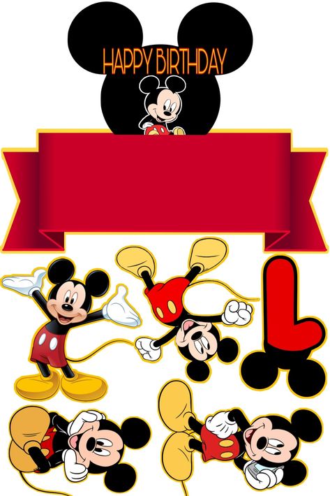 MICKEY MOUSE TOPPER PRINTABLE Mickey Mouse Cake Topper Printable, Mickey Mouse Topper, Happy Birthday Mickey Mouse, Mickey Mouse Clubhouse Cake, Mickey Mouse Cake Topper, Mickey Mouse Printables, Half Birthday Cakes, Baby Birthday Themes, Mickey Mouse Clubhouse Birthday