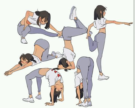 Yoga Poses Drawing, Stretching Pose, Adventure Anime, Cat Stretching, Gym Art, Poses Drawing, Character Poses, Anatomy Art, Sketchbook Drawing