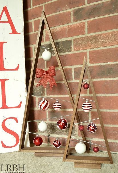 how to make a knock off crate barrel ornament trees, christmas decorations, crafts, how to, seasonal holiday decor Crate And Barrel Style, Ornament Trees, Pallet Tree, Fake Christmas Trees, Wooden Christmas Trees, Wooden Christmas, Christmas Wood, Candy Canes, Clipboard