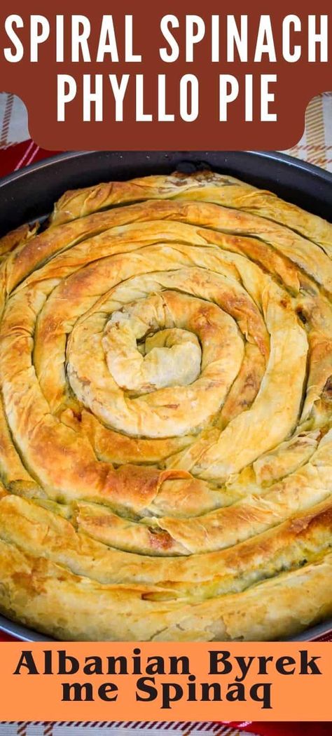 Burek Spinach Feta, Byrek Albanian, Serbian Dishes, Spinach And Feta Pie, Albanian Cuisine, Burek Recipe, Phyllo Pie, Bosnian Food, Albanian Food