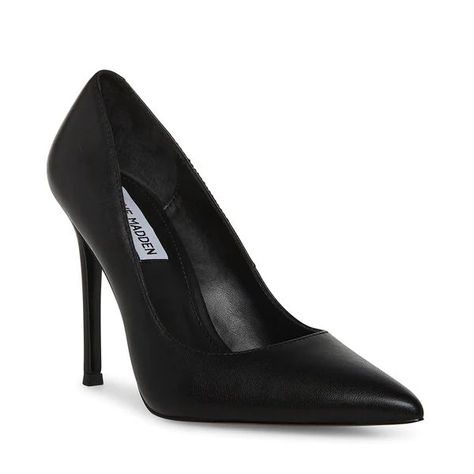 EVELYN BLACK LEATHER | Steve Madden (US) Closed Black Heels, Fae Forest, Fall Outfit Ideas Casual, Grabby Hands, Prom 23, Black Lights, Branded Shoes For Men, Black Stiletto Heels, Goth Stuff