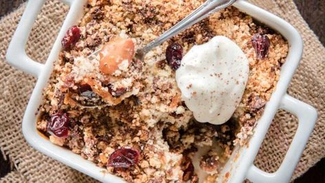 James Martin Apple Crumble | British Chefs Table Baked Apple Crumble, Apple Cranberry Crumble, Cranberry Crumble, Earth Balance Butter, Apple Cream, Cinnamon Crumble, Dump Cakes, Fruit Crumble, Baked Apple