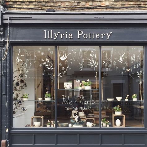 Illyria Pottery, Oxford UK Store Front Windows, Oxford Uk, Shop Facade, Pottery Store, Pottery Pots, Storefront Design, Shop Front Signage, Feed Ig, Shop Fronts