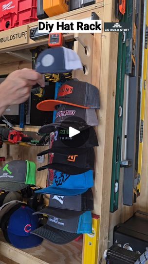 168K views · 1K reactions | Simple Hat Rack #hat #storage #rack #gobuildstuff | Go Build Stuff | Go Build Stuff · Original audio Cap Holder, Hat Rack Diy, Ballcap Storage, Hat Rack Ideas, Diy Hat Holder, Hat Storage Ideas, Diy Hat Rack, Diy Outdoor Table, Hat Holder