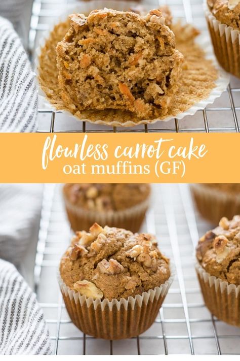 Carrot Oat Muffins, Gluten Free Carrot Muffins, Oat Carrot Cake, Carrot Oatmeal Muffins, Muffins Oatmeal, Oat Flour Muffins, Healthy Carrot Muffins, Flourless Muffins, Healthy Carrot Cake Muffins