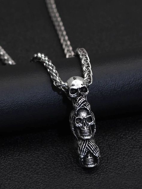 Skull Jewelry For Men, Aircraft Mechanic, Embellished Fashion, Speak No Evil, Skull Pendant Necklace, No Evil, Skull Necklace, Skull Pendant, Mens Pendant