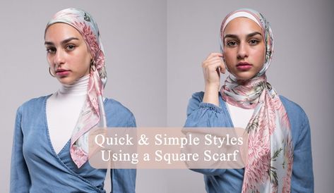 Square Scarf Hijab Styles, Ways To Tie Hijab, Style A Square Scarf, Square Scarf Hijab, Square Hijab Tutorial, Content Photoshoot, Scarf Hijab, Gucci Scarf, Ways To Wear A Scarf