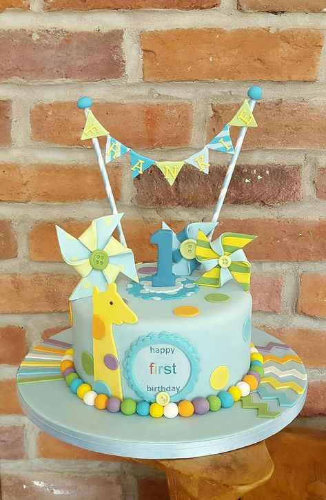 Cake Boys Birthday, Miffy Cake, 1st Birthday Cake Designs, Birthday Cake Boys, Lightning Mcqueen Birthday Cake, Kite Party, Cake First Birthday, Simple First Birthday, Lego Birthday Cake