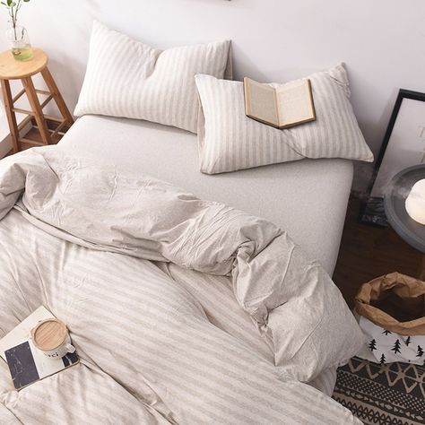 Amazon.com: DOUH Jersey Knit Cotton Striped Duvet Cover Set, Ultra Soft 3 Piece Bedding Set Full Comforter Cover with Pillow Shams Light Brown Queen Size: Gateway Striped Duvet Cover, Striped Bedding, Striped Duvet, Striped Duvet Covers, Full Bedding Sets, Comforter Cover, Queen Duvet Covers, Duvet Cover Set, Bed Comforters