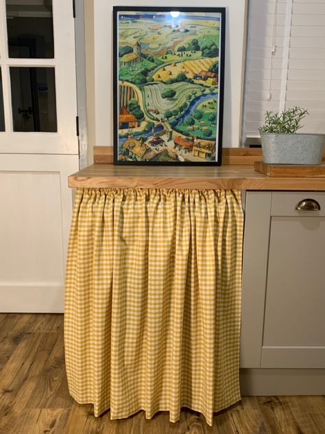 Beautiful handmade under counter curtains find them on etsy thesculleryco Kitchen Curtain Under Counter, Curtain Over Kitchen Sink, Dishwasher Curtain, Counter Curtains, Cupboard Curtains, Sink Skirts, Farm Animal Sanctuary, Over Kitchen Sink, 2024 Wishes