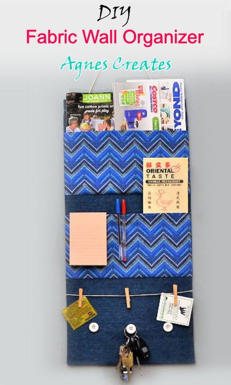 DIY Fabric Wall Organizer Free Tutorial - Agnes Creates Caravan Organisation, Fabric Wall Organizer, Craft Hearts, Wall Hanging Organizer, Wand Organizer, Fabric Organizer, Organizer Diy, Organizer Ideas, Paper Clutter