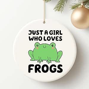 Frog Ornament, Frog Ornaments for Christmas Tree, Frog Christmas Ornament, Frog Gifts for Women Frog Lovers, Just a Girl Who Loves Frogs Ceramic Ornaments, Christmas Hanging Ornament Ceramic Ornaments Christmas, Frog Christmas, Frog Ornaments, Ornaments For Christmas Tree, Frog Gifts, Ornaments For Christmas, Christmas Hanging, Tree Frog, Ornaments Christmas