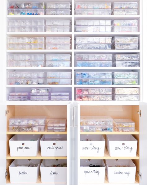 Jewelry Studio Organization, Stationary Organization, Craft Cabinet, Home Edit, Bead Studio, Organization Skills, Kids Closet Organization, Bead Organization, Studio Organization