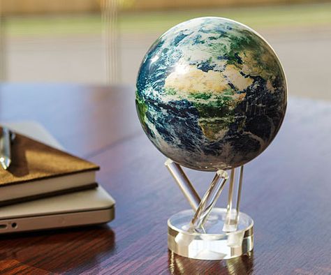 We need one of these for James' desk and one for mine when we have separate desks…one magical day.   Gain a new appreciation for our marvelous planet as you spend your workday entranced by the Earth spinning globe. This 4.5" diameter globe displays a detailed and realistic image of our hospitable blue planet as it endlessly rotates on its base. Spinning Globe, Earth Layers, Goat Yoga, Free Giveaways, Pillow Mist, Perpetual Motion, Earth Globe, Blue Planet, Think Geek