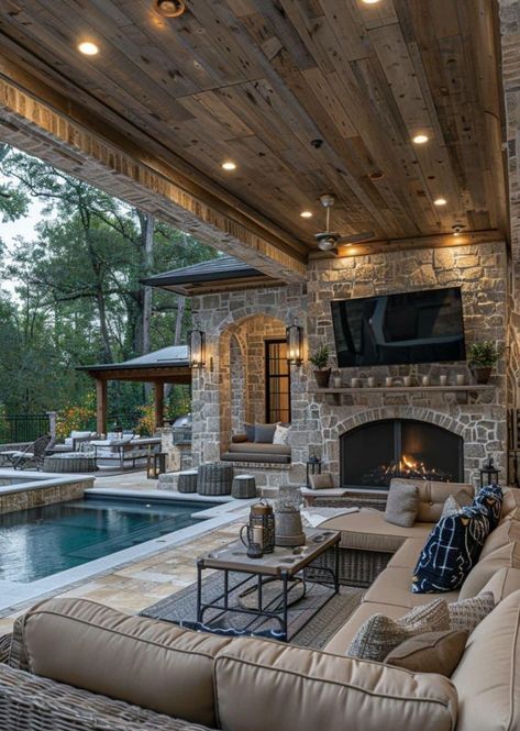 Taman Air, Dream Backyard Pool, Dream Life House, Casa Country, Outdoor Living Rooms, Backyard Remodel, Outdoor Living Room, Dream House Rooms, Outdoor Decor Backyard