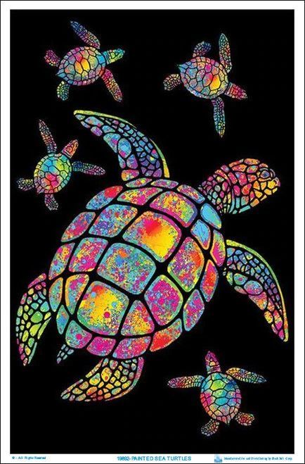 Turtle Wallpaper, Painting On Canvas For Beginners, Blacklight Posters, Sea Turtle Art, Canvas For Beginners, Turtle Tattoo, Scratch Art, Turtle Painting, Turtle Art