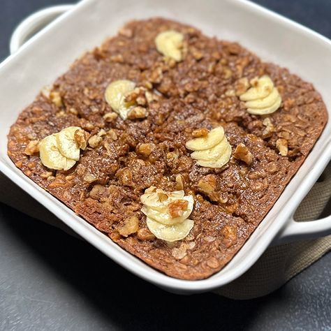 Banana Bread Baked Oatmeal, Golo Recipes, Sweet Banana Bread, Golo Diet, Spinach Pizza, Oatmeal Bread, Warm Breakfast, Banana Oatmeal, Breakfast Bars