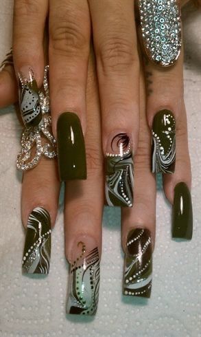 90s Nails Acrylic, 90s Nails, Curved Nails, Water Marble, Long Nail Designs, Acrylic Design, Nail Art Galleries, Fabulous Nails, Beautiful Nail Art