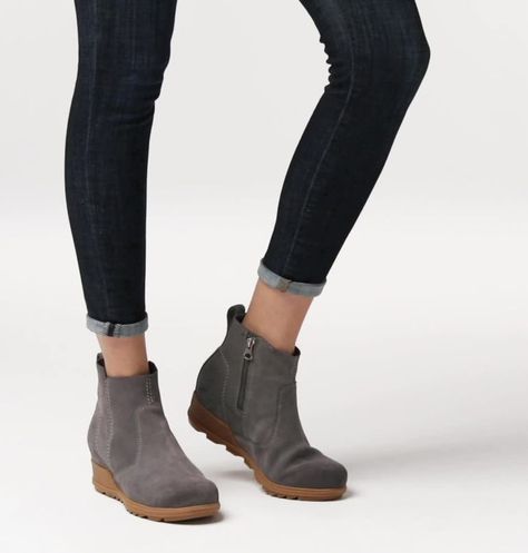 Women's Evie™ Bootie | SOREL Sorel Evie Boots Outfit, Sorel Out And About Boot Outfit, Sorel Wedge Boots Outfit, Sorel Boots Outfit, Wedge Boots Outfit, Chelsea Boot Outfit, Sorel Evie, Sorel Wedge Boots, Sorel Wedges