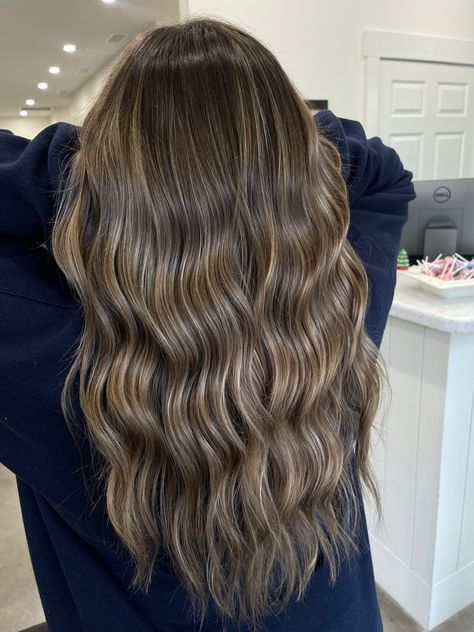 Low Light For Blonde Hair, Brunette Hair Babylights, Dimensional Brunette Ashy, Balayage Hair Cool Tone, Honey Blonde Highlights On Dark Brown Hair, Light Fall Hair, Brownie Batter Balayage, Brown Dimensional Balayage, Cool Toned Brunette Balayage