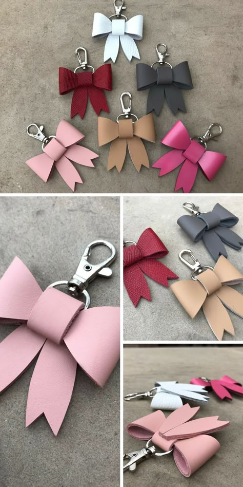 Leather Keychain Diy, Gifts For Sister In Law, Joululahjat Diy, Gifts For Her Diy, Pochette Diy, Sister Ideas, Bow Keychain, Gifts Sister, Idee Cricut