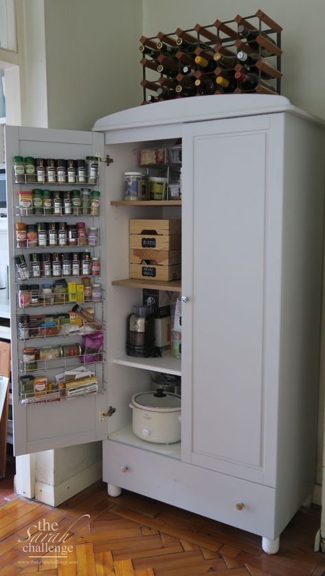 Diy Kitchen Pantry, Armoire Ikea, Ikea Wardrobe, Budget Kitchen Remodel, Diy Kitchen Renovation, Diy Pantry, Ikea Kitchen, Kitchen On A Budget, Tiny Kitchen