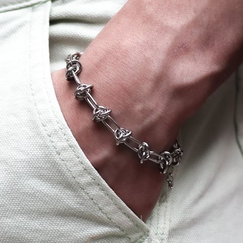 CYPHER Men’s Bracelet Chain Silver, Silver Chain Bracelets, Silver Chain Bracelet For Men, Men’s Bracelet, Modern Grunge Aesthetic, Grunge Bracelets, Silver Bracelets For Men, Chain Link Bracelet Silver, Chain Bracelet Men