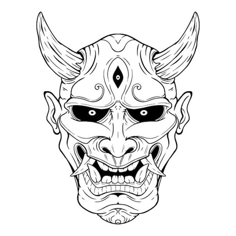 Máscara de demonio japonés o máscara de ... | Premium Vector #Freepik #vector #vintage #diseno #personaje #dibujos-animados Hannya Maske Tattoo, Hannya Maske, Oni Maske, Mascara Oni, Japanese Demon Tattoo, Japanese Demon Mask, Japanese Mask Tattoo, Oni Mask Tattoo, Oni Tattoo