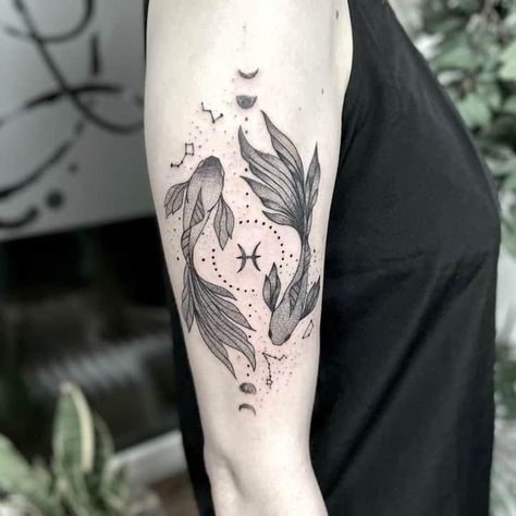 Two Mermaids Pisces Tattoo, Pisces Matching Tattoo, Mermaid Pisces Tattoo, Aquarius Tattoo, Phoenix Tattoo Design, Pisces Tattoos, Cool Forearm Tattoos, Zodiac Tattoos, Awesome Tattoos