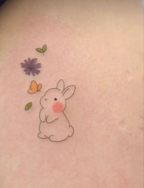 #rabbitohs #rabbitworldwide #rabbitlove #rabbitbaby #rabbitsworldwide #rabbitfur #rabbittattoo #rabbitlife #rabbits #rabbitry Bunny Tattoo Small Cute, Bunny And Butterfly Tattoo, Bunny Holding Flower Tattoo, Bunny Small Tattoo, Bunny With Flowers Tattoo, Bunny Pottery Painting, Small Bunny Tattoos, Moon Bunny Tattoo, Cute Bunny Tattoos