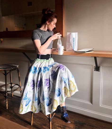 Jane Aldridge on Instagram: “On a warmer morning ☕️☕️☕️” Jane Aldridge, Fall Chic, Shade Of Blue, Old London, London Fog, Floral Skirt, Midi Skirt, Slip Dress, London