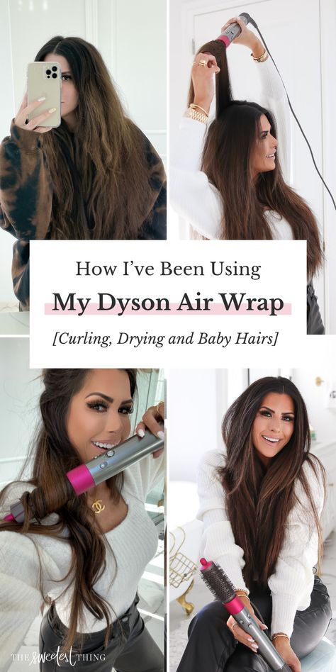 How I've been using my Dyson Airwrap to dry my hair, smooth it out, refresh it, get volume,... (Curling, Drying and baby hairs. Dyson Airwrap Review. Emily Ann Gemma, The Sweetest Thing Blog #EmilyGemma #theSweetestThingBlog Dyson Air Wrap Tutorial Long Hair, Dyson Air Wrap Long Hair, Dyson Airwrap Hairstyles Long Hair, How To Use Dyson Airwrap, Dyson Air Wrap Tutorial, Airwrap Curls, Airwrap Hairstyles, Dyson Airwrap Hairstyles, Airwrap Dyson